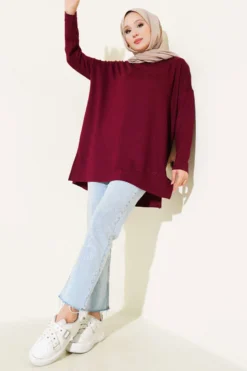 Alternatieve weergave van Heart Detail Basic Tunic Burgundy
