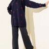 Heart Embroidered Knit Sweater Navy Blue - Imagen 2