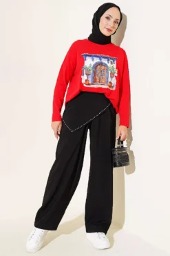 Alternative view of Door Print Basic Tunic Red