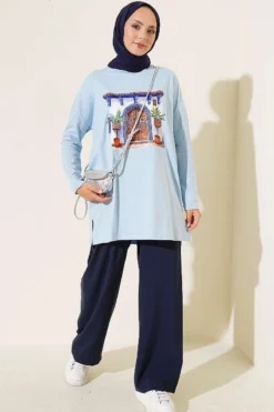 Alternative view of Door Print Basic Tunic Blue