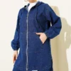 Hooded Zip-Up Denim Set Navy Blue - immagine 2