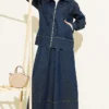 Hooded Zip-Up Denim Set Navy Blue - immagine 5