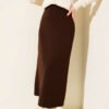 Closed Split Pencil Skirt Dark Brown