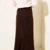 Closed Split Pencil Skirt Dark Brown – Bild 3