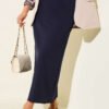Closed Split Pencil Skirt Navy Blue