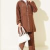 ⁦Hooded Mini Stone-Embellished Two-Piece Set Chestnut⁩ - الصورة ⁦2⁩
