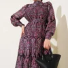 Mixed Pattern Belted Dress Black - Afbeelding 2