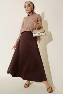 Alternative view of Square Pattern Openwork Knit Sweater Latte