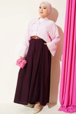 Alternative view of Square Belted Wide-Leg Trousers Plum