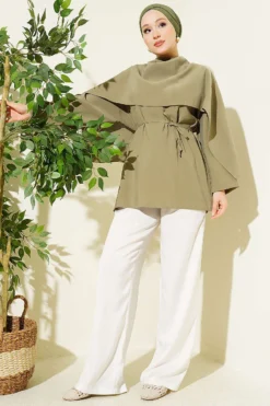 Vue alternative de Removable Shawl Detail Modal Tunic Khaki