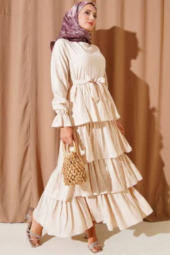 منظر بديل لـ Tiered Dress with Belt Beige