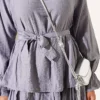 Tiered Dress with Belt Grey - immagine 4