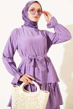 منظر بديل لـ Tiered Dress with Belt Lilac