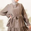 Tiered Dress with Belt Mink - Image 2