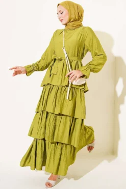 Tiered Dress with Belt