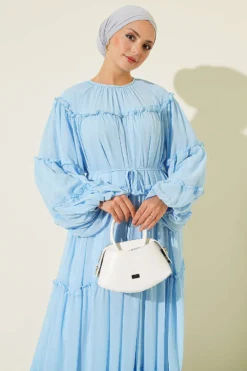 Vue alternative de Layered Ruffled Chiffon Dress Baby Blue