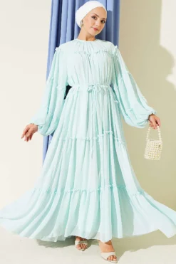 Layered Ruffled Chiffon Dress Mint