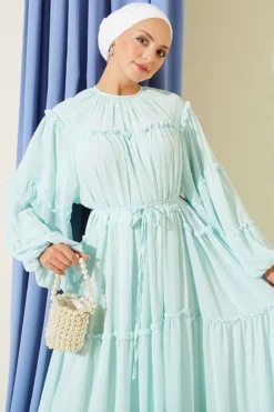 Vue alternative de Layered Ruffled Chiffon Dress Mint
