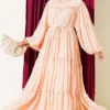 Layered Ruffled Chiffon Dress Salmon