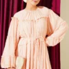 Layered Ruffled Chiffon Dress Salmon – Bild 2