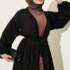 Layered Two-Piece Abaya Set Latte - Imagen 2