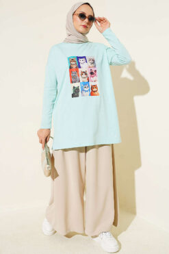Alternative view of Tunic Aqua Green