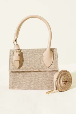 Alternative view of Belt Buckle Woven Bag Beige