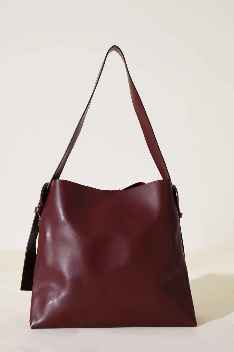 Belt Buckle Handle Bag Burgundy - Image 2