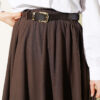 Belted Waist Elastic Voile Skirt Dark Brown – Bild 3