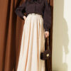 Belted Waist Elastic Voile Skirt Cream - immagine 2