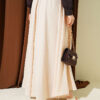Belted Waist Elastic Voile Skirt Cream - immagine 3