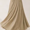⁦Belted Waist Elastic Voile Skirt Oil Green⁩ - الصورة ⁦2⁩