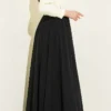 Belted Waist Elastic Voile Skirt Black - Afbeelding 3