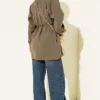 Belted Mandarin Collar Modal Shirt Khaki - Imagen 3