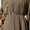 Belted Mandarin Collar Modal Shirt Khaki - Imagen 4