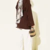 Belted Mandarin Collar Modal Shirt Brown - Image 3