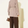 Belted Mandarin Collar Modal Shirt Mink - Imagen 3