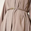 Belted Mandarin Collar Modal Shirt Mink - Imagen 4
