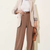 Belted Palazzo Fabric Pants Brown - immagine 2