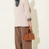 Belted Palazzo Fabric Pants Brown - immagine 3
