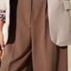 Belted Palazzo Fabric Pants Brown - immagine 4