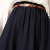 Belted Voile Skirt Navy Blue - Afbeelding 4
