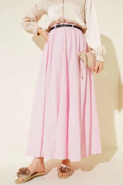 Belted Voile Skirt Pink