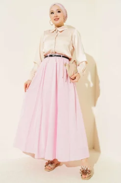 Vue alternative de Belted Voile Skirt Pink