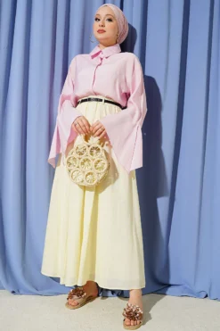 Vue alternative de Belted Voile Skirt Yellow