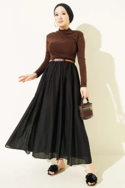 Vue alternative de Belted Voile Skirt Black