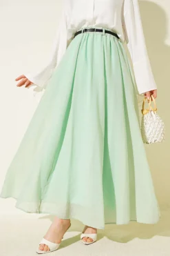 Belted Voile Skirt