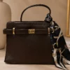 Key Detail Shoulder Bag with Scarf Dark Brown