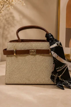Alternative view of Key Detail Shoulder Bag with Scarf Tan