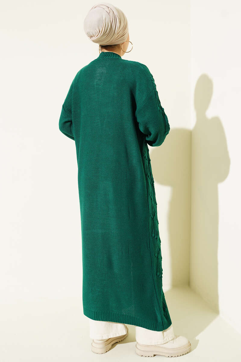 Cherry Embossed Long Knit Cardigan Emerald - immagine 3